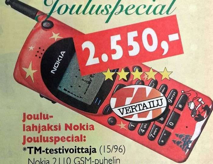 Nokia 2110 GSM puhelin on TM testivoittaja