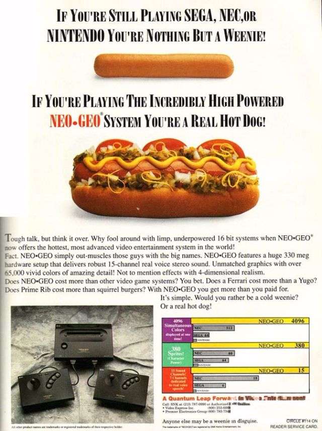 Jos pelaat Nintendoa Tai Sega:a, olet nakki, muuten hotdog