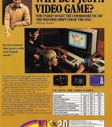 VIC 20 pelikone on tietokoneen lisäksi myös investointi perheen tulevaisuuden tarpeisiin