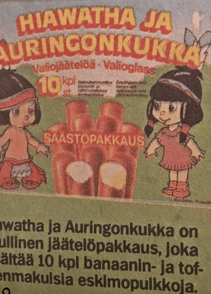 Hiawatha ja auringonkukka jäätelöpuikot