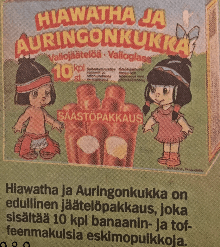 Hiawatha ja auringonkukka jäätelöpuikot